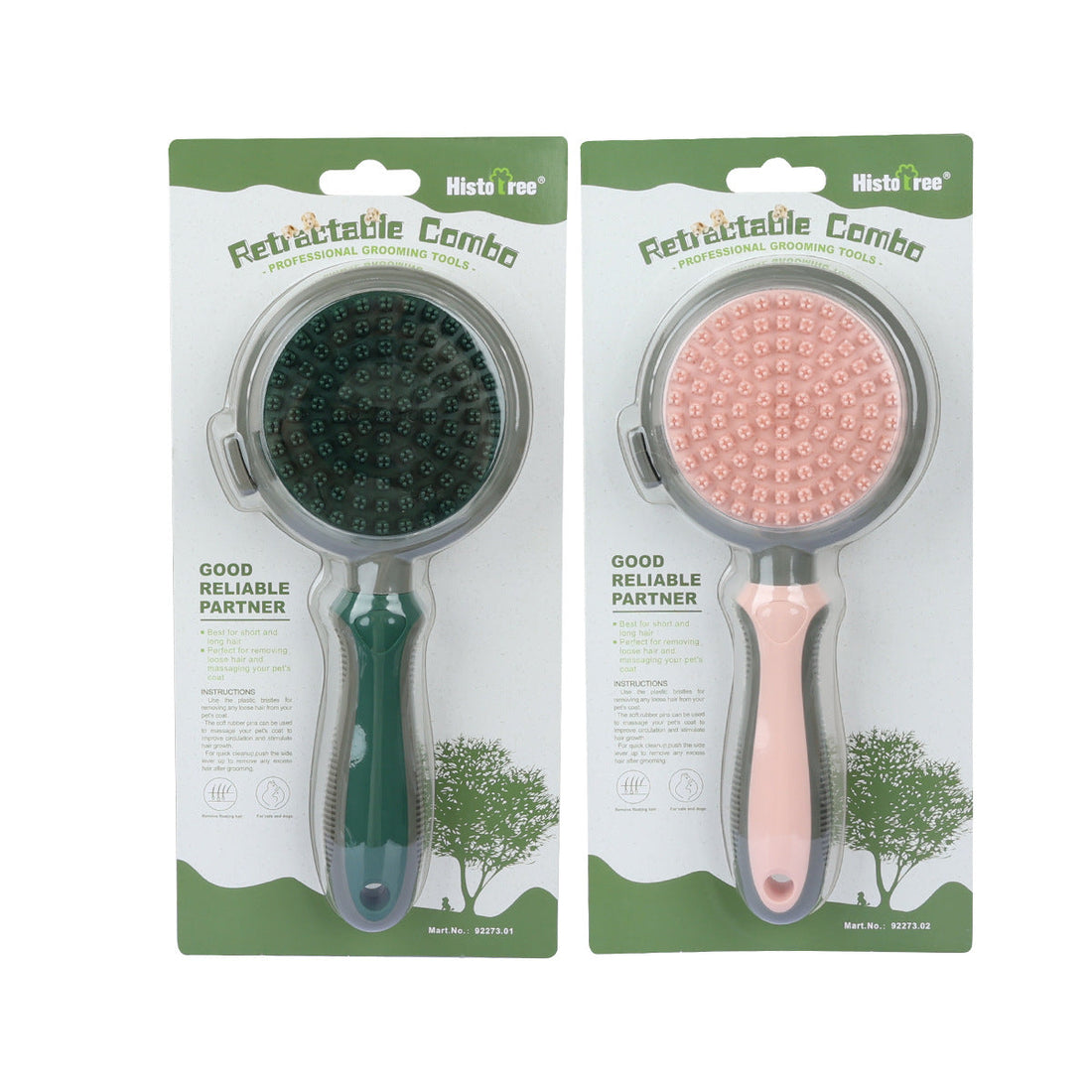 self-cleaning slicker brush ejecting a clump of dog fur