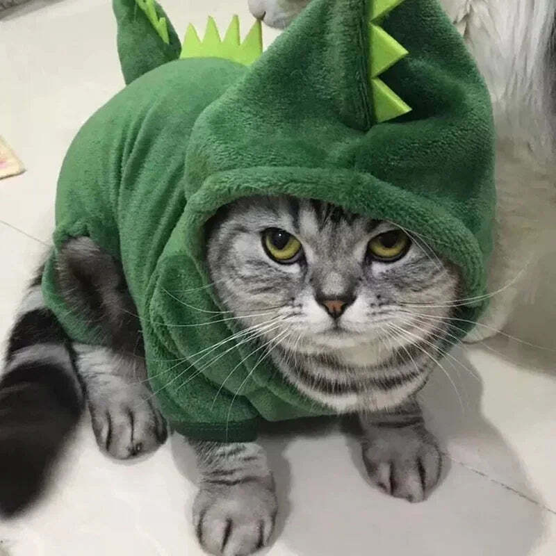 Dinosaur Fleece Hoodie for dogs and cats