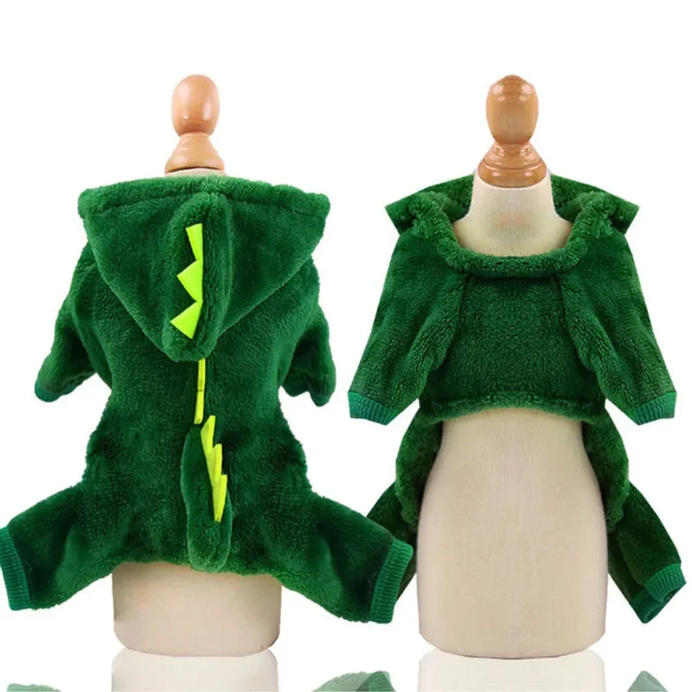 Dinosaur fleece hoodie for dogs and cats