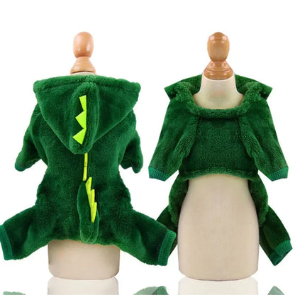 Dinosaur fleece hoodie for dogs and cats