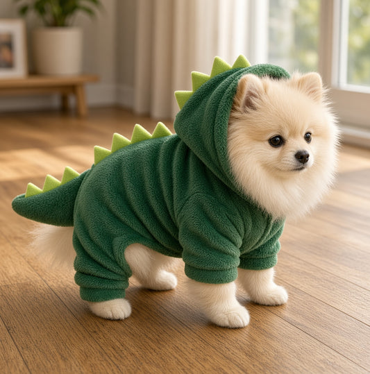 Dinosaur Fleece Hoodie for dogs and cats